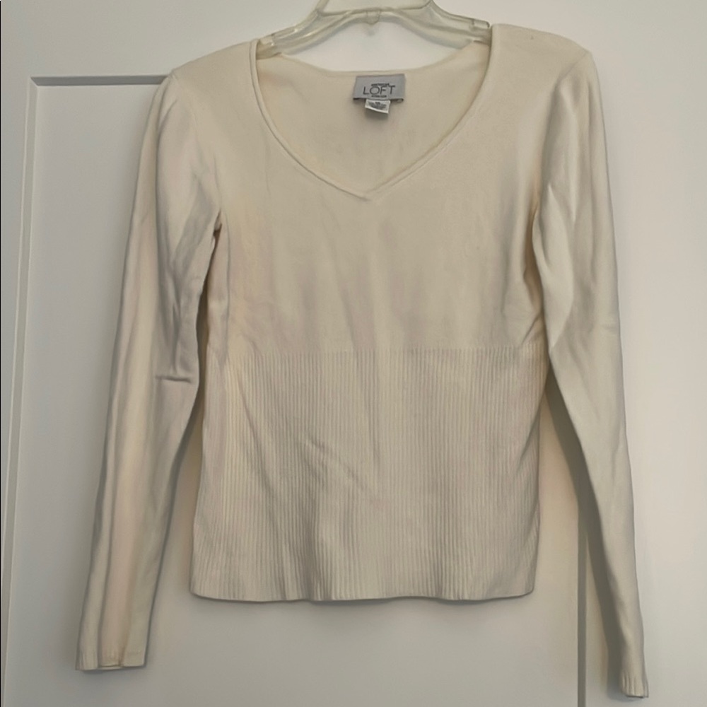 Ann Taylor LOFT Women's Cream Long Sleeve Top